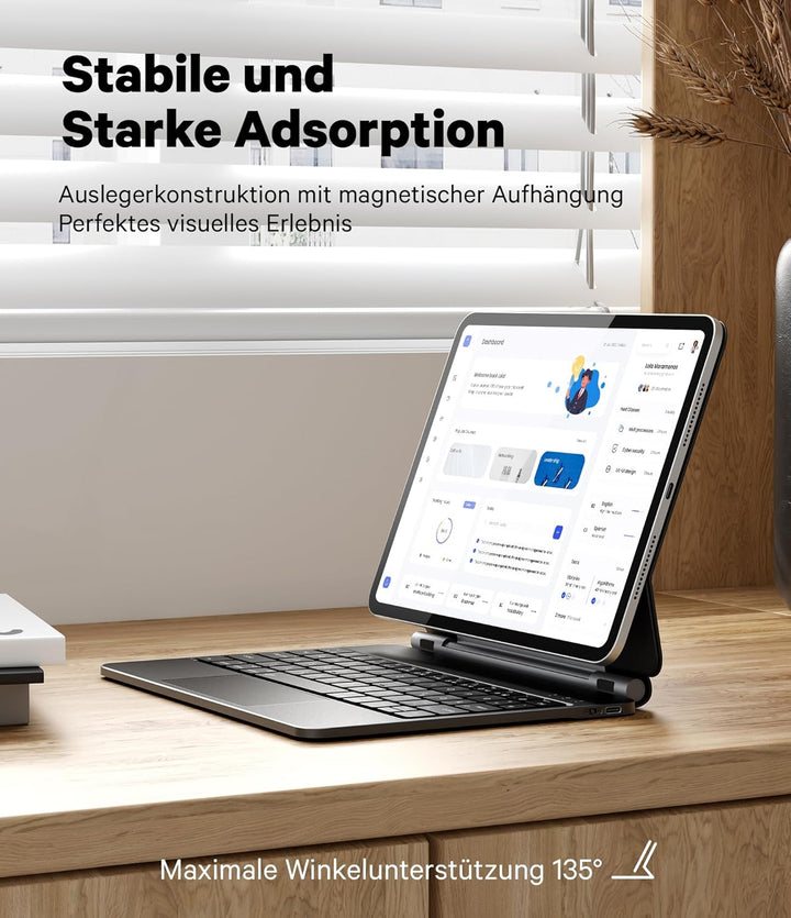 Earto iPad Air 5 Hülle mit Tastatur, Magic Style Keyboard iPad Pro 11 (4/3/2/1Gen), Freischwebende D