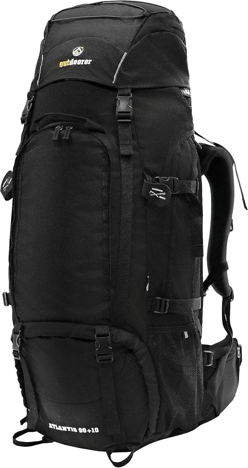 outdoorer Schwarzer Reiserucksack Atlantis - grosser Trekkingrucksack in Schwarz, 100% Cordura, Back