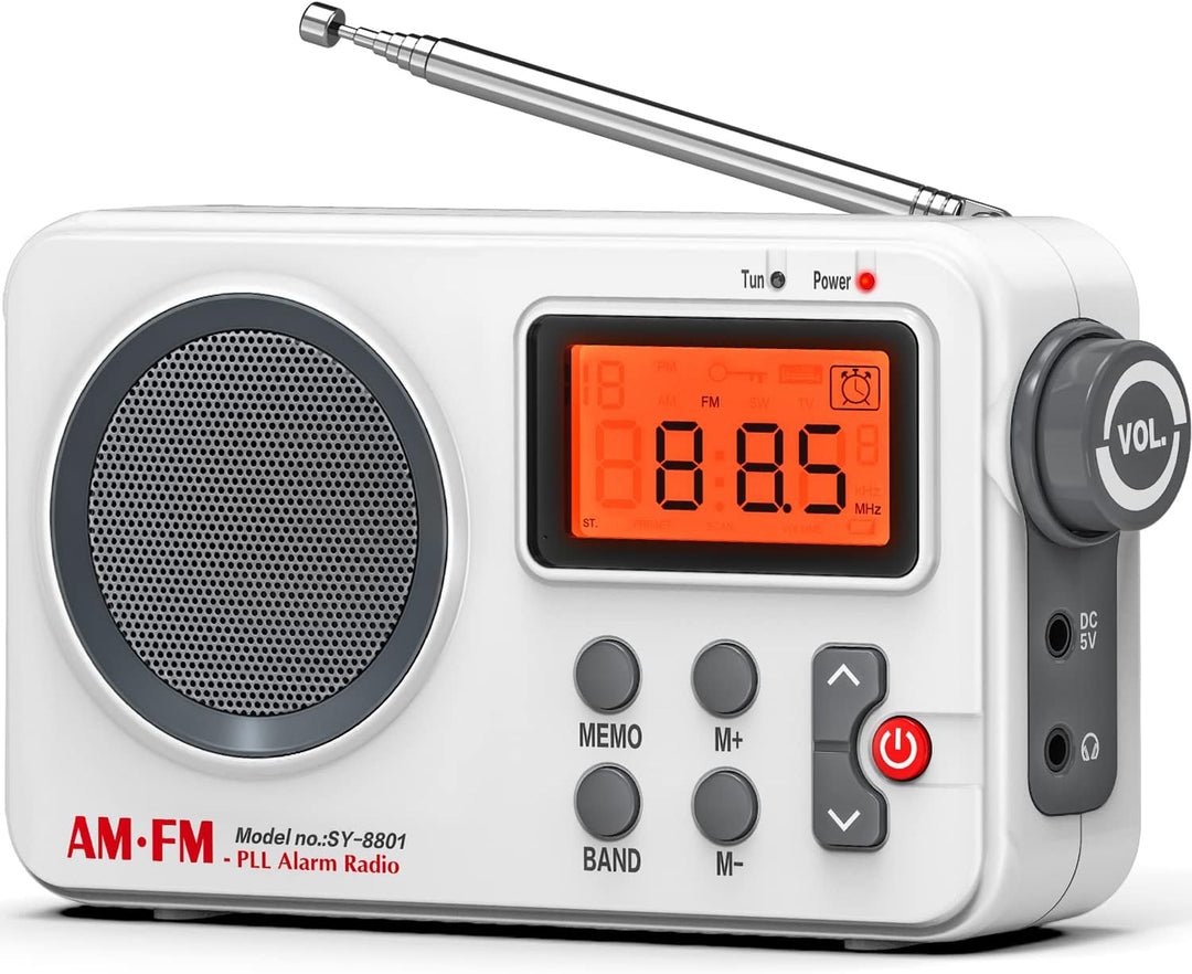 Tendak Radio Batteriebetrieben FM UKW AM, Weltempfänger Radio mit Grosses Display/Timing-Funktion/We