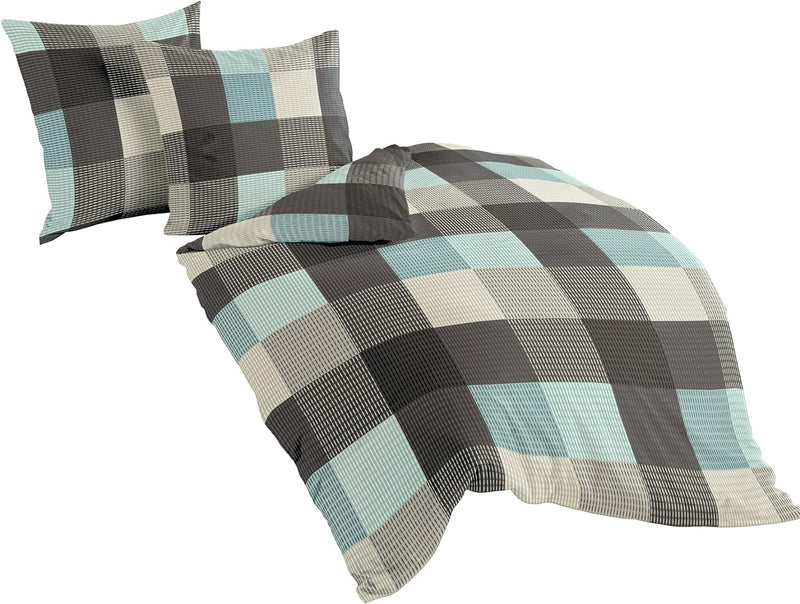 Bierbaum Bettwäsche 6452, Fein-Biber, Made in Germany, türkis 02, 135 x 200 cm + 80x80 cm Türkis 135