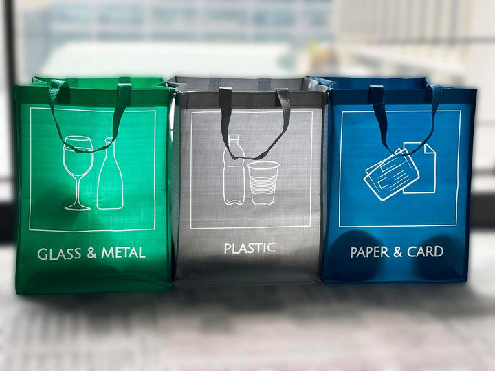 Wiederverwendbare Recycling-Taschen, 3er-Pack Innen- und Aussenbereich Mülltrennung, Wasserdichte Ab