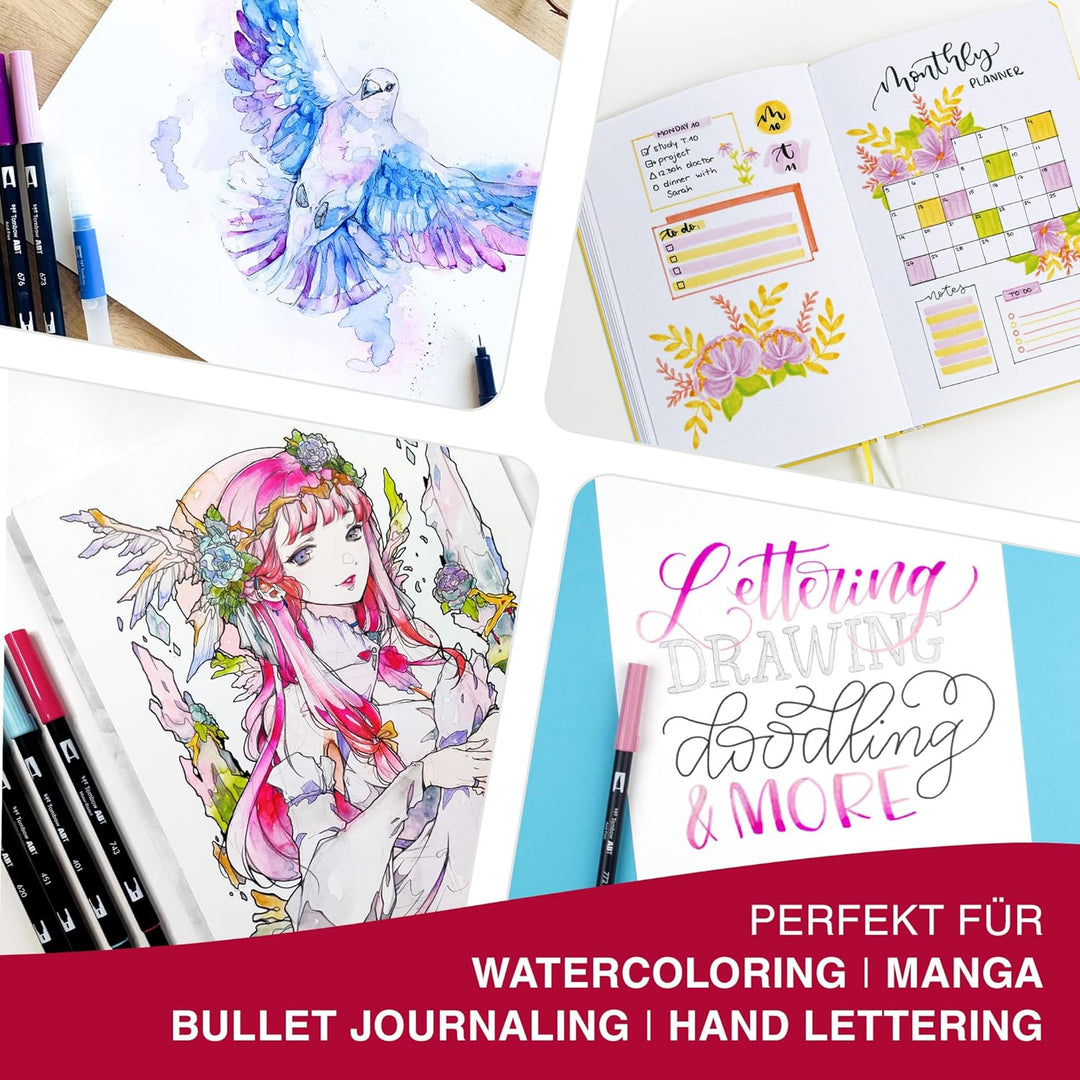 Tombow ABT-18P-2 Fasermaler Dual Brush Stift mit zwei Spitzen, 18er Set, Sekundärfarben 18er-Set Sek