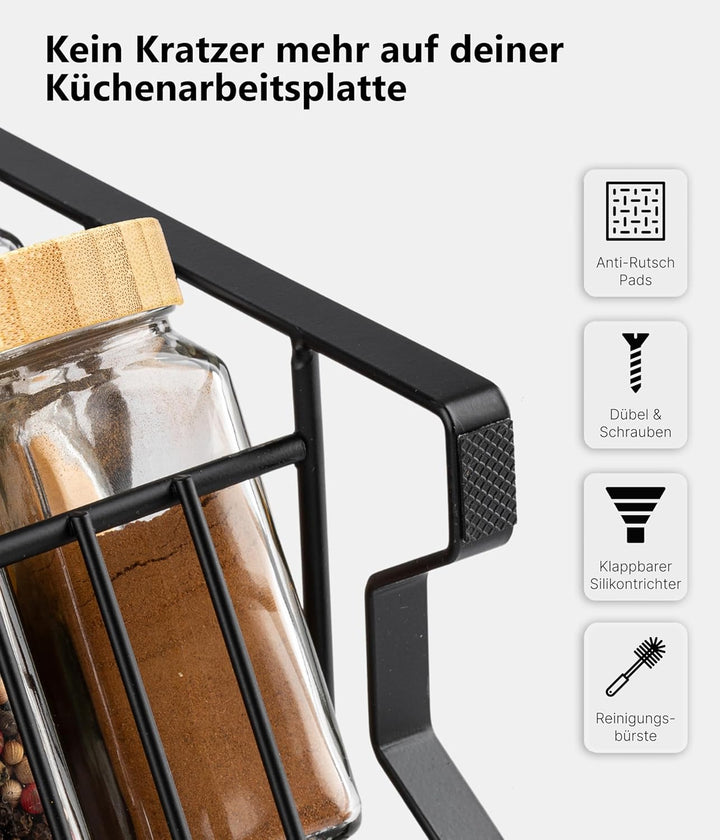 Deco haus® Gewürzregal Stehend & Wand [MIT GEWÜRZDOSEN & ETIKETTEN] - Gewürz Organizer - Spice Rack