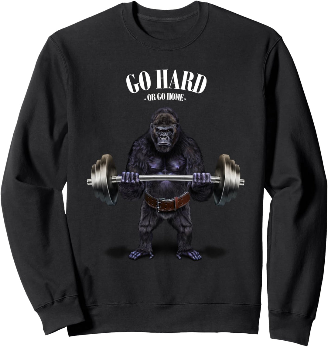 Gorilla beim Heben von Gewichten im Fitnessstudio Sweatshirt
