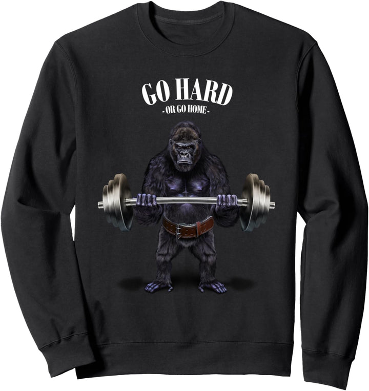 Gorilla beim Heben von Gewichten im Fitnessstudio Sweatshirt