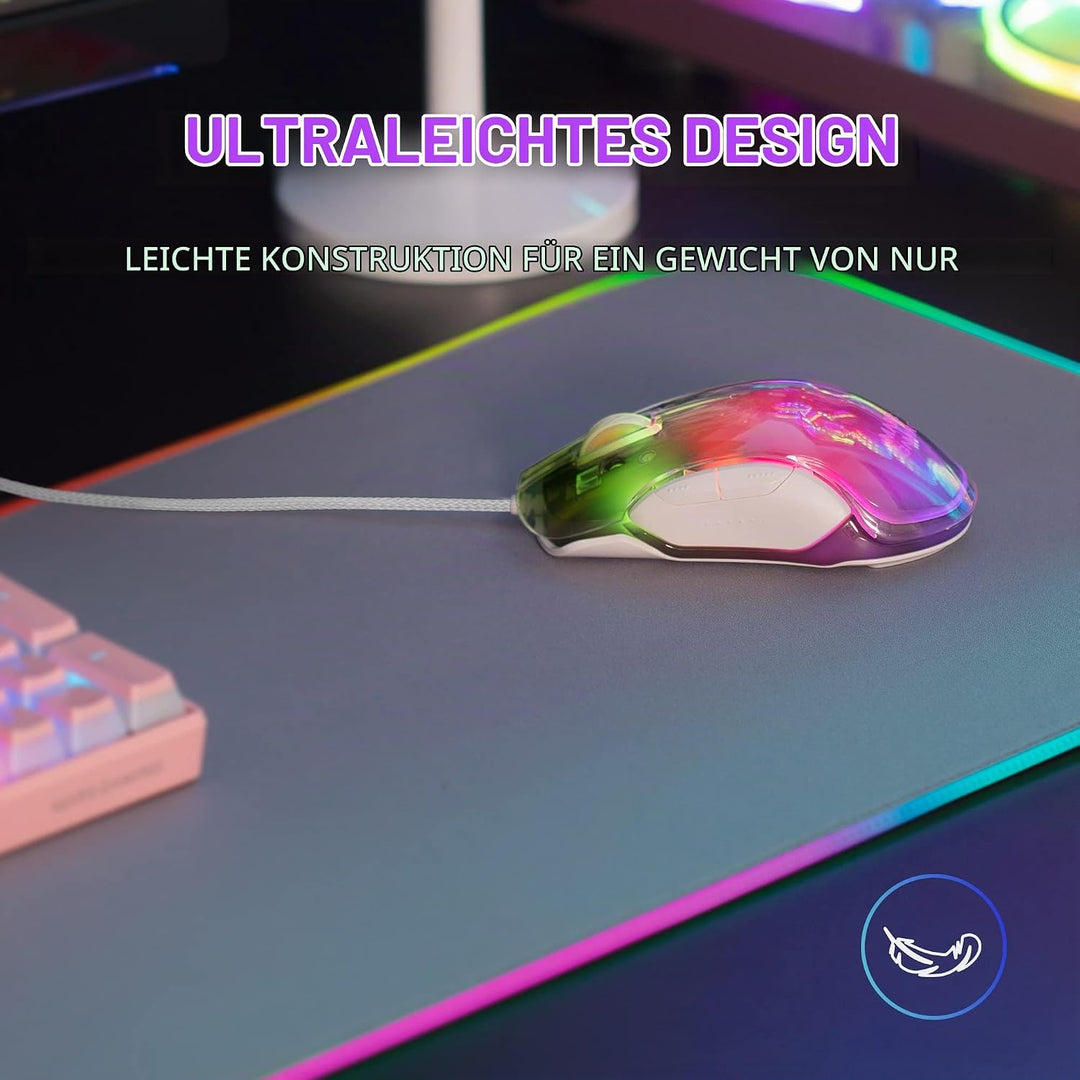Mars Gaming Gaming MMGLOW, Chroma-Glow RGB Gaming-Maus, Spiegelnde Oberfläche, Ultraleicht, 12800 DP