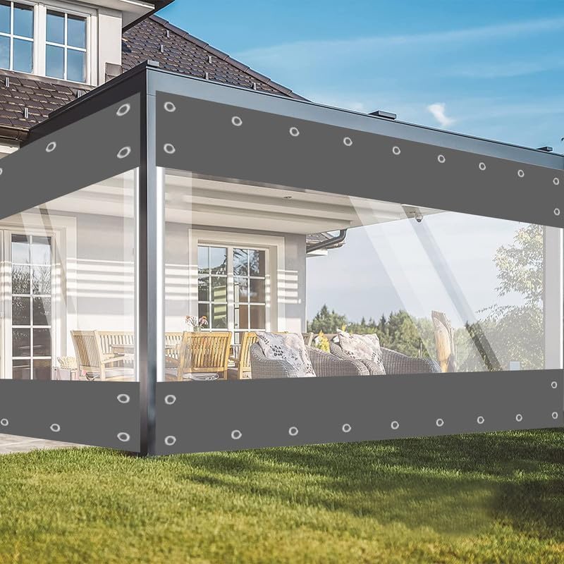 Jianyana Outdoor Vorhang Mit 30Mm öSen, 650G/M² Plane Transparente Vorhang Wasserdichter Plane Trenn