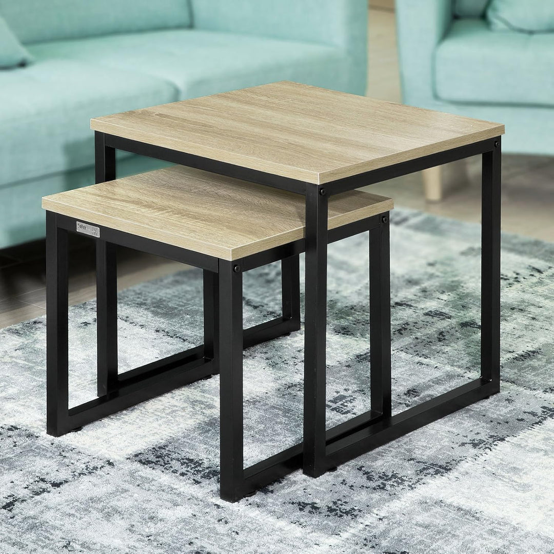 SoBuy® FBT42-N 2er Set Couchtisch Beistelltisch 2-teilig Satztisch Sofatisch Kaffeetisch Tisch-Set N