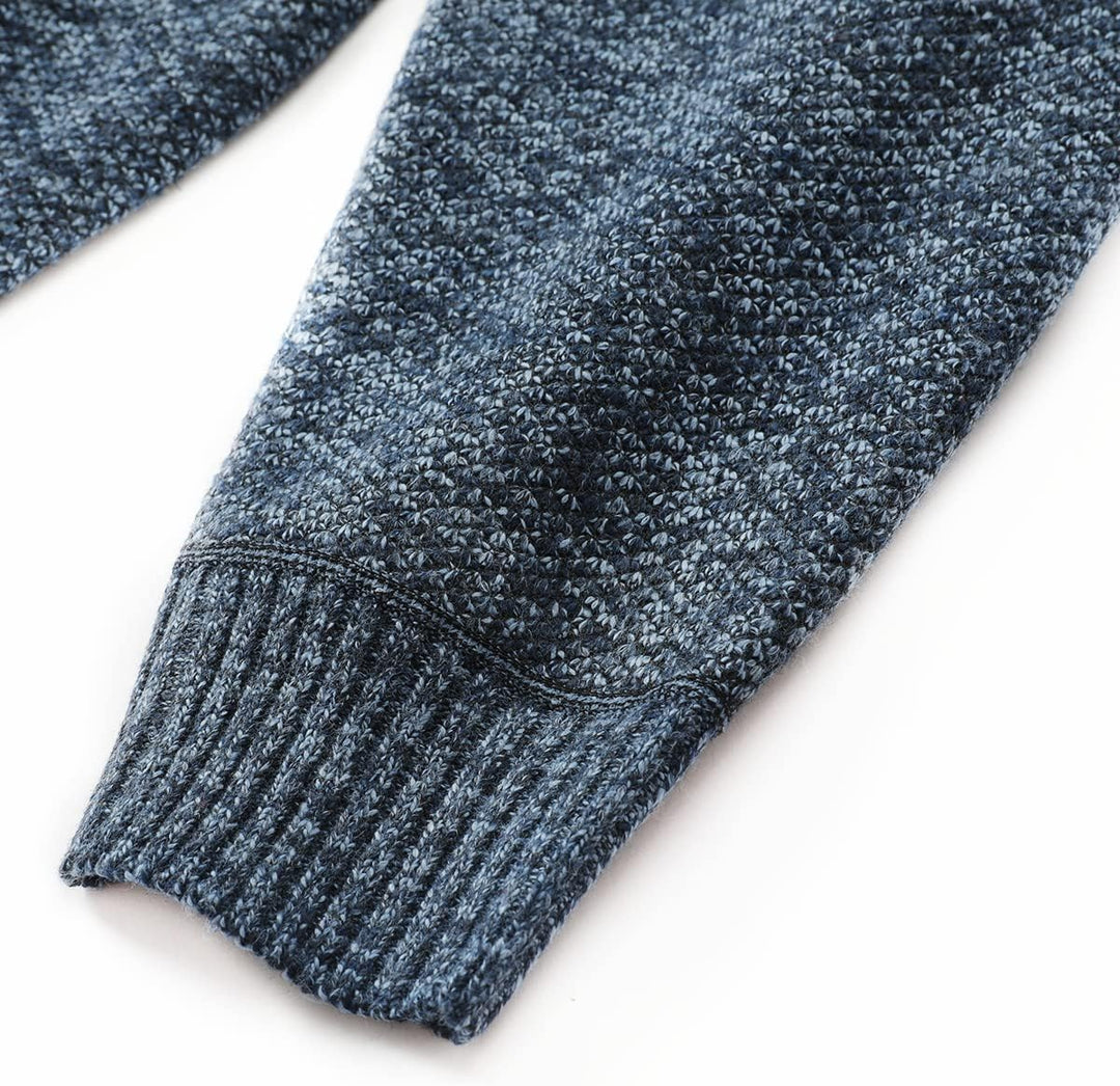 Herren Strickjacke Warm Fleece-gefüttert Wintermantel mit durchgehendem Reissverschluss S Blau, S Bl
