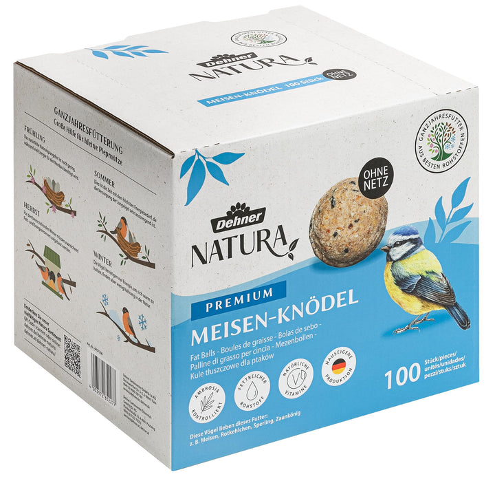 Dehner Natura Premium Meisenknödel ohne Netz, ganzjähriges Wildvogelfutter proteinreich/energiereich