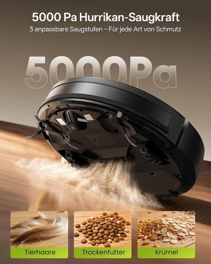 Vexilar W8 Saugroboter mit Wischfunktion, 2600Pa & 130 Min Laufzeit Staubsauger Roboter, Gyroskop-Na
