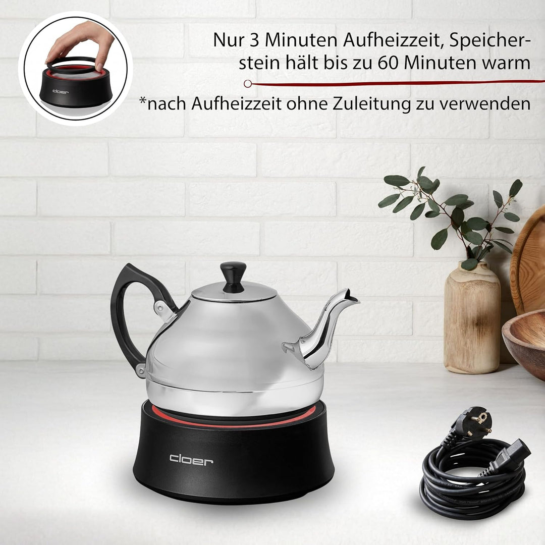 Cloer 6700 Elektrisches Stövchen, Warmhalteplatte für Tee &amp; Heissgetränke | Heizelement im Stein, Ed
