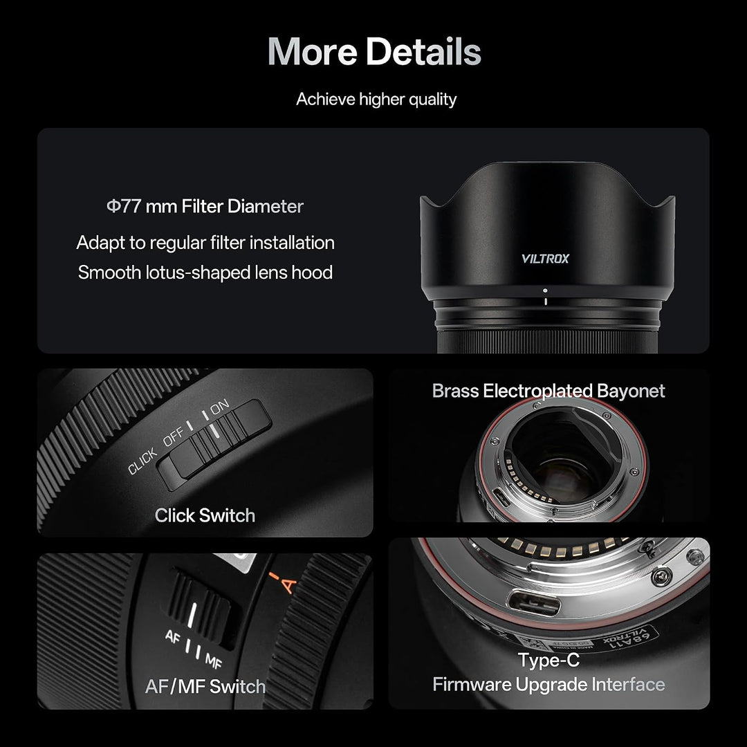 VILTROX AF 50mm F1.4 Pro FE Objektiv für Sony E-Mount, 50mm f/1.4 grosser Blendenöffnung Autofokus-P