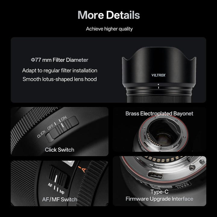 VILTROX AF 50mm F1.4 Pro FE Objektiv für Sony E-Mount, 50mm f/1.4 grosser Blendenöffnung Autofokus-P