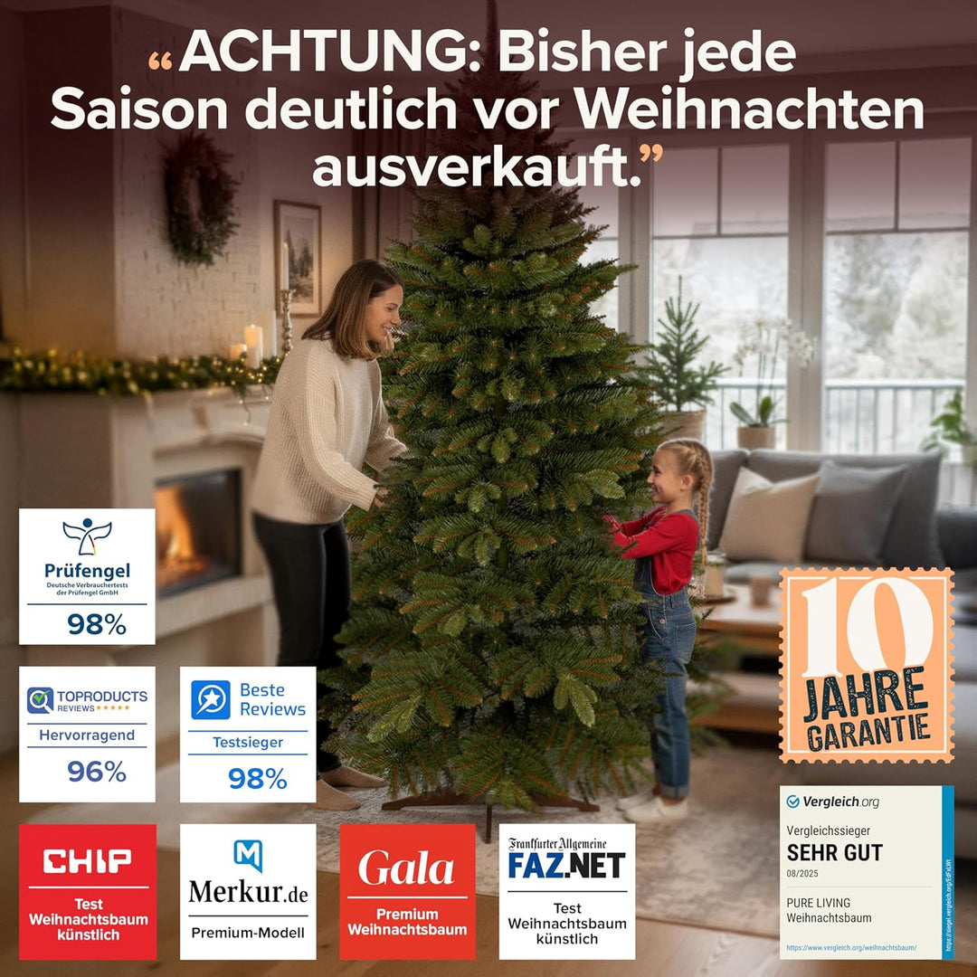 Premium Weihnachtsbaum künstlich 250cm -TESTSIEGER - Naturgetreu, dichte Zweige, Künstlicher Weihnac