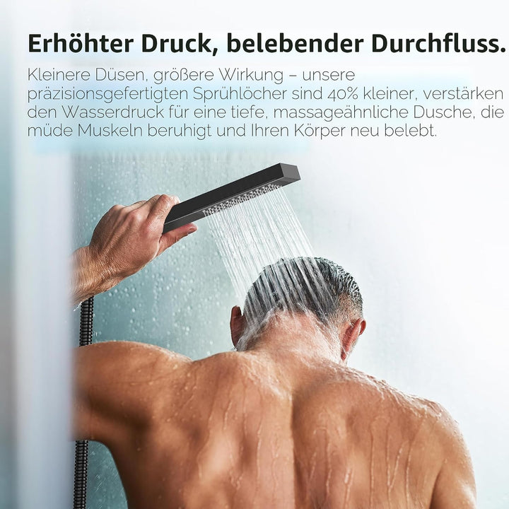 KES Unterputz Duscharmatur Set Duschkopf Regendusche Schwarz 3 Funktionen mit Handbrause Duschschlau