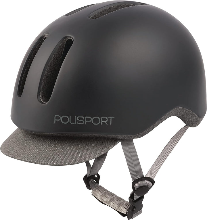 Polisport Unisex – Erwachsene Commuter Helm, Black matt/Grey, M