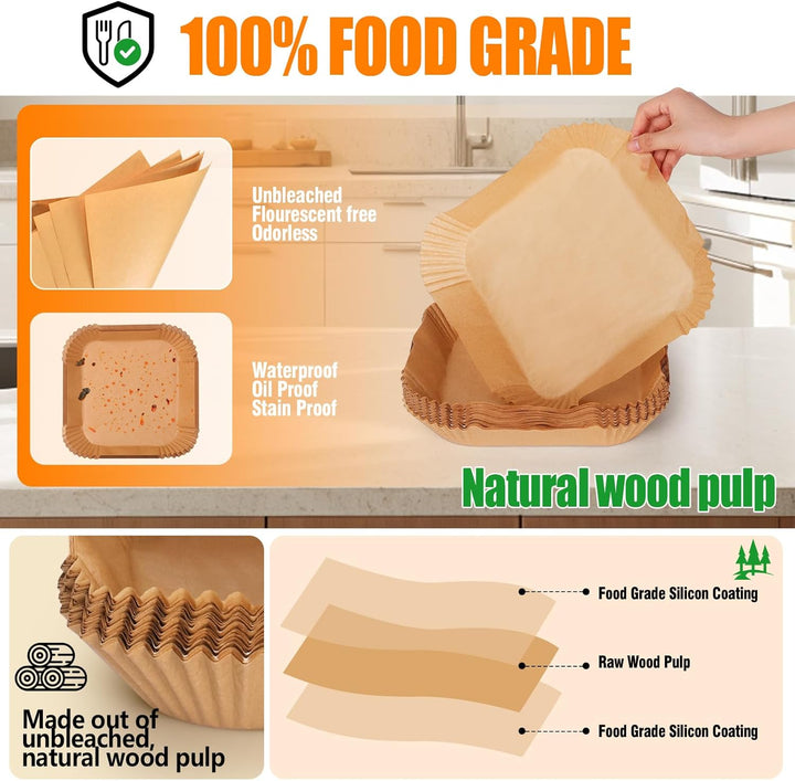 300 Stück Backpapier für Ninja CRISPi Heissluftfritteuse 3,8L/1,4L, Luftfritteusen Airfryer Zubehör