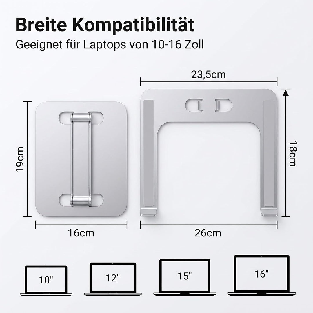 Laptop Ständer Höhenverstellbar, Faltbarer Laptop Stand aus Aluminiumlegierung Ergonomischer, Belüft