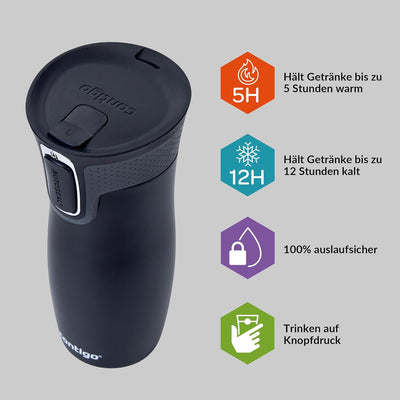 Contigo West Loop Autoseal Thermobecher, Edelstahl Isolierbecher, Kaffeebecher To Go, BPA frei, ausl