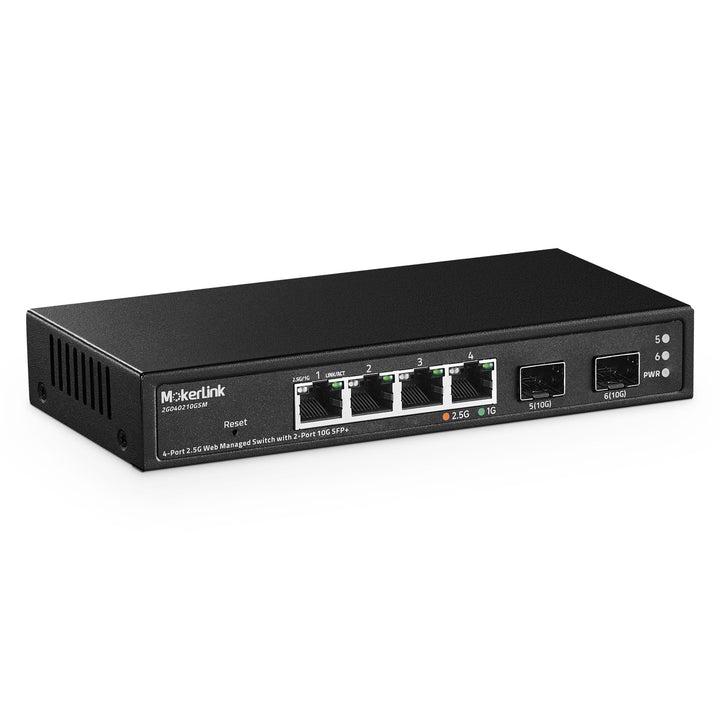 MokerLink 4 Port 2.5G Managed Switch mit 2 Port 10G SFP+ Slot, 4 x 2.5Gigabit Base-T Ports kompatibe