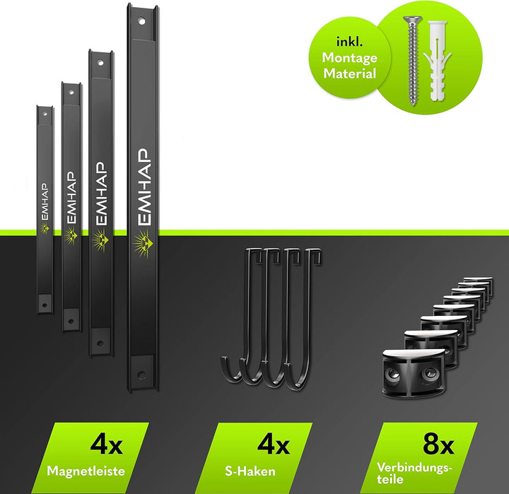 EMHAP© Magnetleisten Werkzeughalter EXTRA STARK 4er Set je 46CM lang Universal Magnetschiene Werkzeu