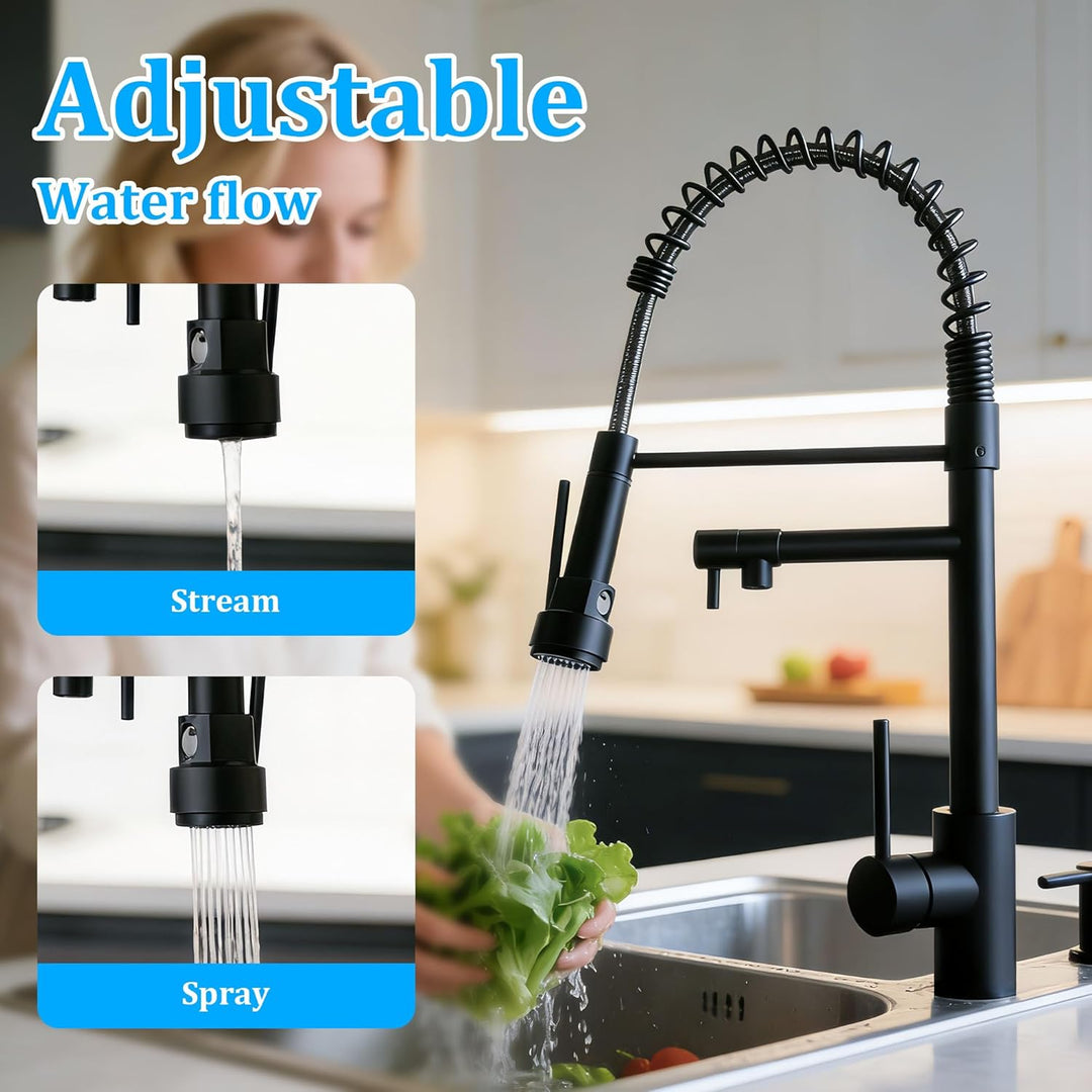 Edelstahl Wasserhahn KüChe,Hochdruck Mischbatterie KüChe mit ausziehbarer Brause,SpüLtischarmatur Zw