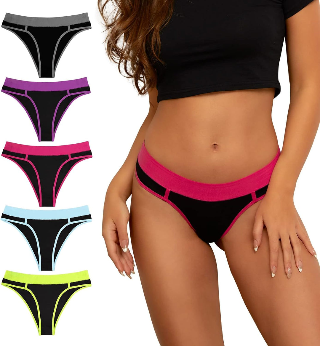 PHOLEEY 5er Pack Slips Damen Baumwolle Unterhosen Unterwäsche Frauen Atmungsaktiv Weich Bequem Slip