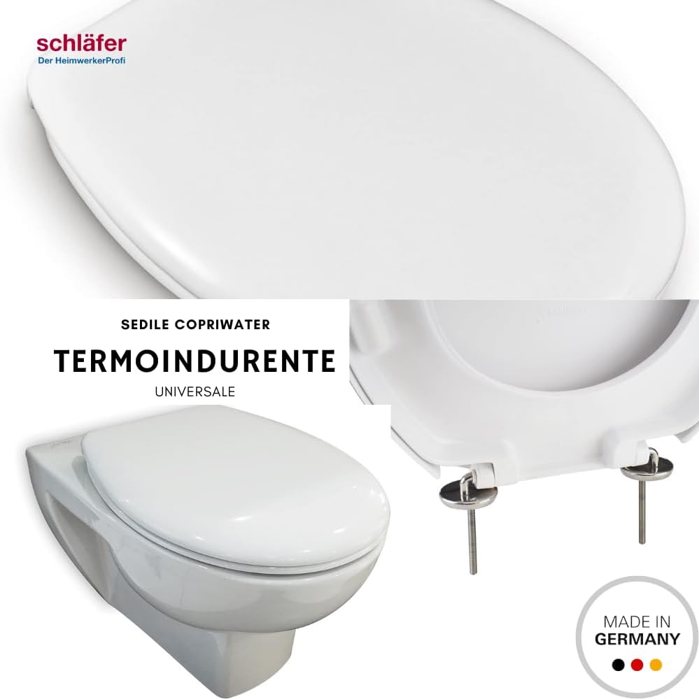 4632101 Schläfer WC Sitz Havel, Toilettendeckel antibakteriell, Toilettensitz Duroplast weiss, Klode