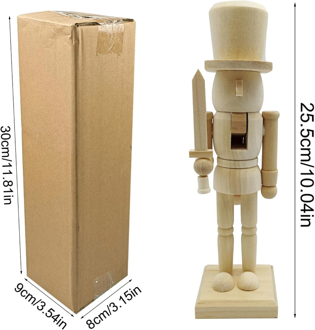 3 Stück Nussknacker Figur Aus Holz - 25.5cm - DIY Weihnachtens Nussknacker Zum Selber Bemalen, Weihn
