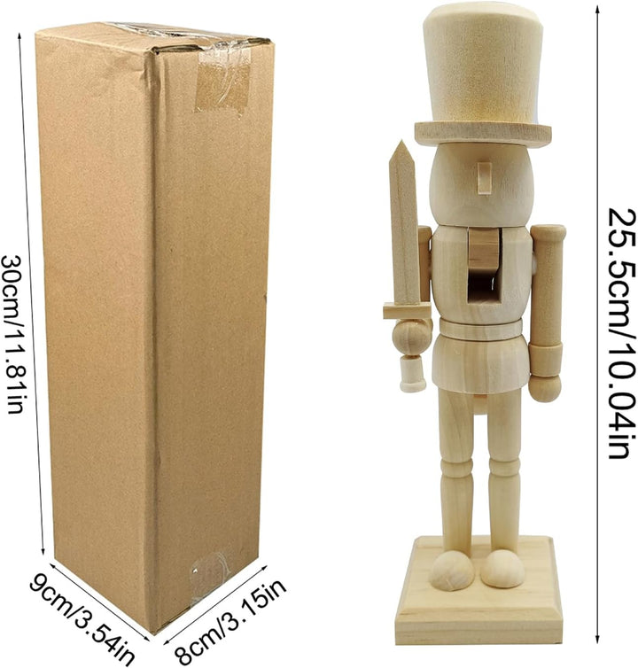 3 Stück Nussknacker Figur Aus Holz - 25.5cm - DIY Weihnachtens Nussknacker Zum Selber Bemalen, Weihn
