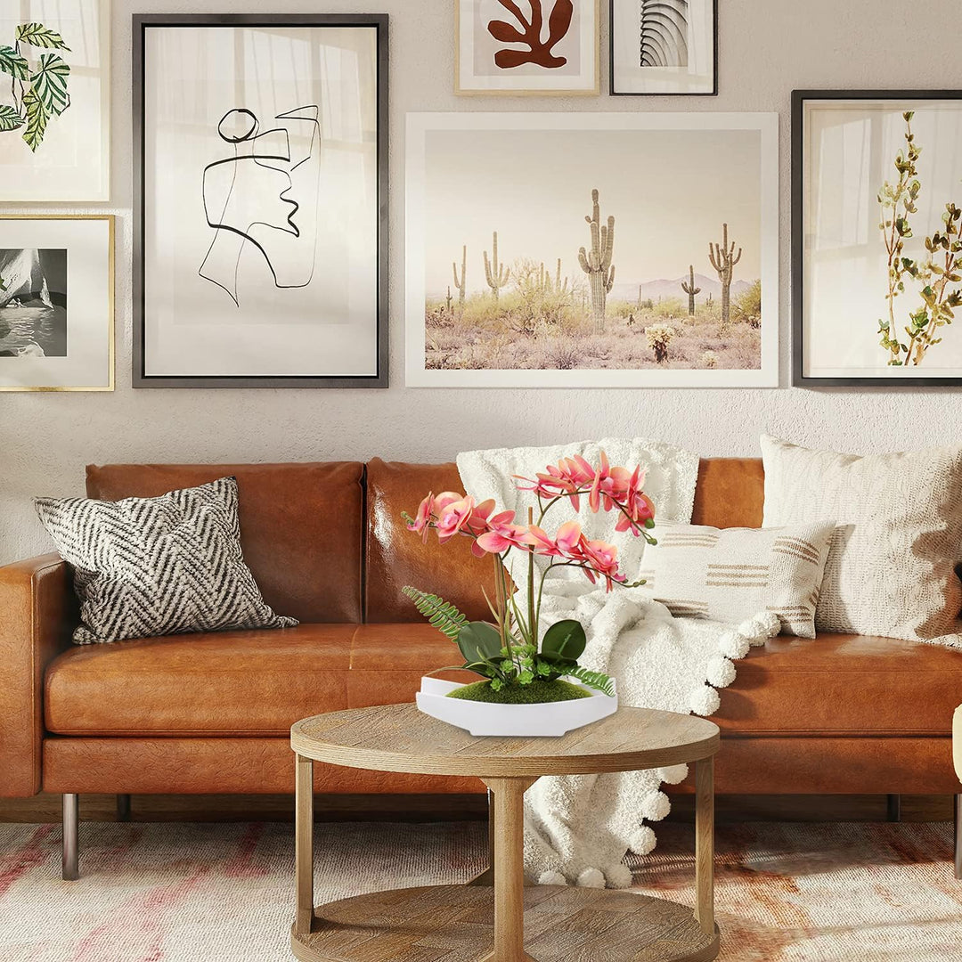 Kunstblume Orchidee Künstlich Phalenopsis Blumen im Kunststofftopf Kunstpflanze für Home Office Hoch
