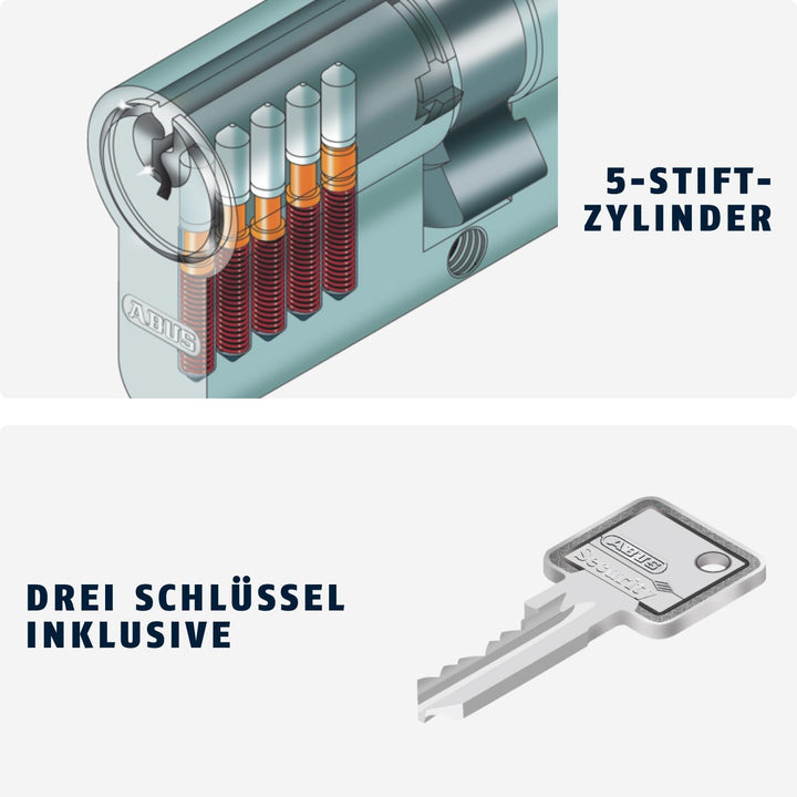 ABUS Profil-Zylinder C73N 30/40 vs. - Türschloss mit Not- und Gefahrenfunktion - für Haustüren und W
