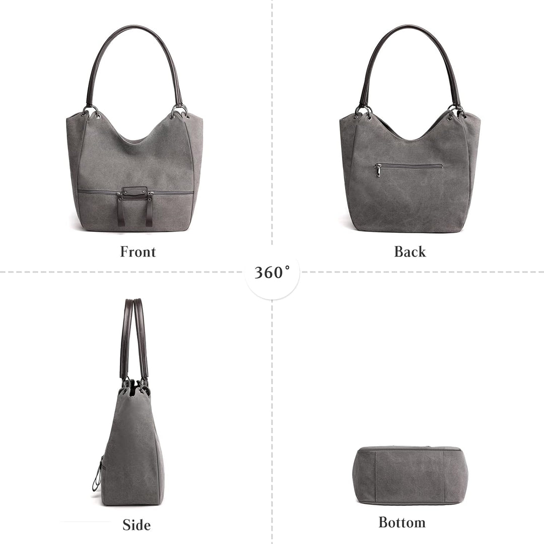 PORRASSO Canvas Hobo Taschen Damen Handtasche Casual Schultertasche Fraue Shopper Tote Henkeltasche