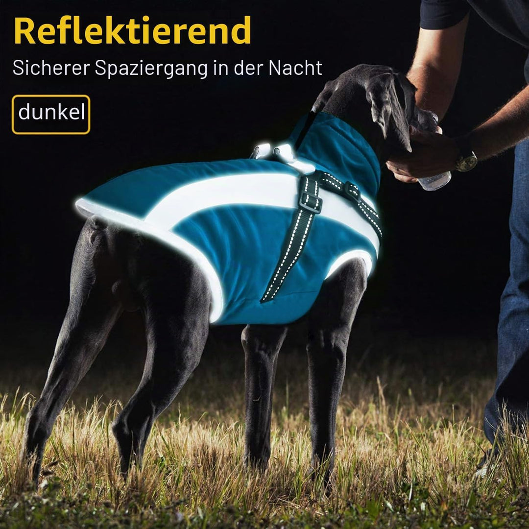 Wasserdichter Hundemäntelmit Geschirr Winter Warme Hundejacke Winddichte Haustier Kleidung Schneeanz