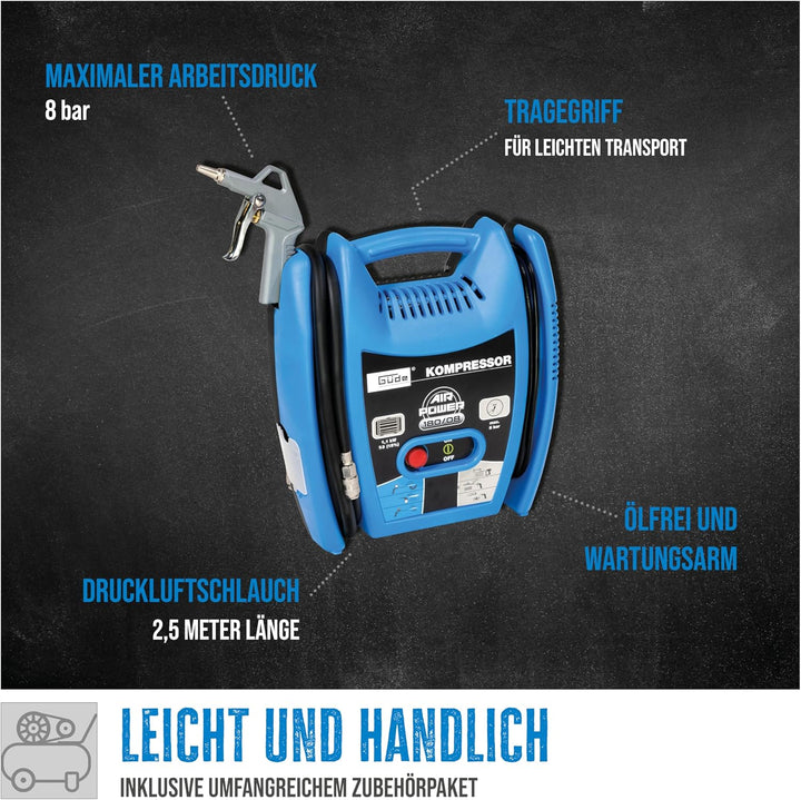 Güde Kompressor Airpower 180/08 & Makita 821550-0 Makpac Gr.2, Langlebig und Robust, 157 mm Bundle m