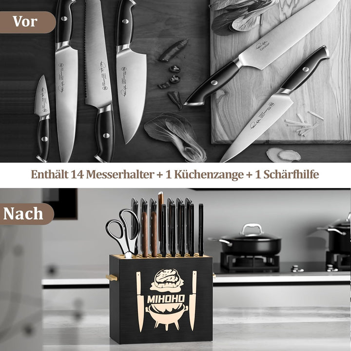 Universal-Messerblock aus Holz mit Schlitzen, Messerhalter/Messer-Organizer aus Holz, einzigartige M