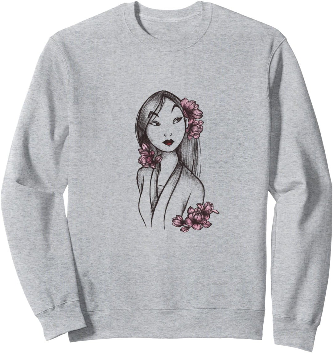 Disney Mulan Sketched Floral Hair Portrait Sweatshirt