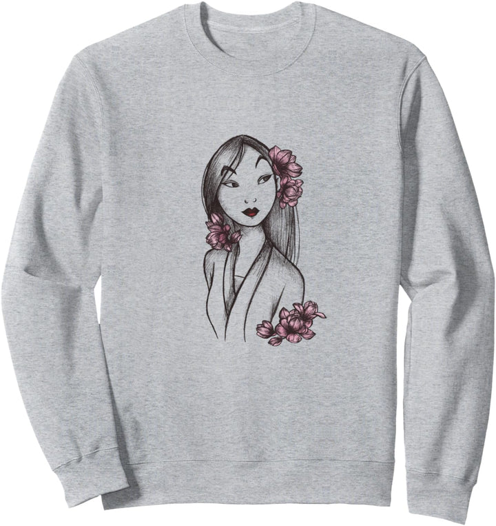 Disney Mulan Sketched Floral Hair Portrait Sweatshirt