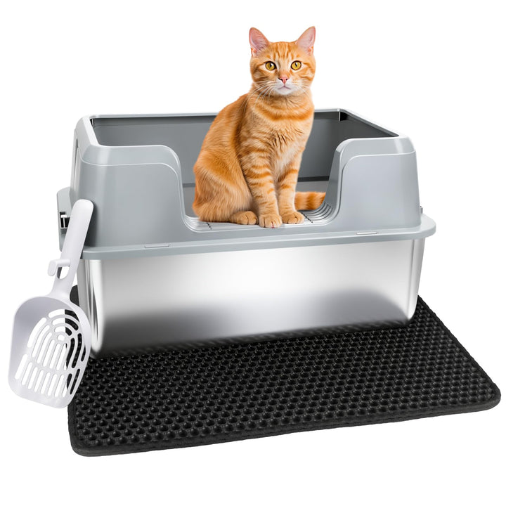 Vivifying Katzenklo Edelstahl, Leicht zu Reinigen und Geruchsresistent Katzentoilette Edelstahl Ausl