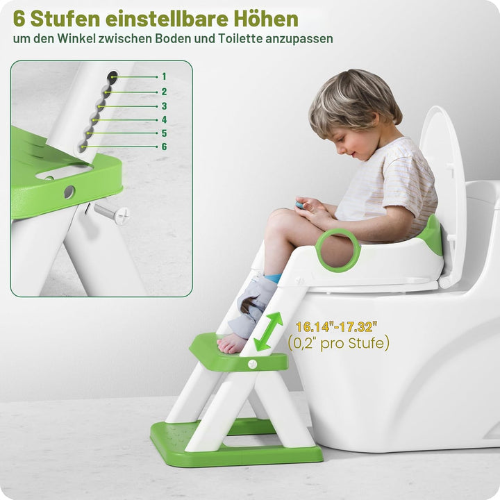 Toilettenleiter für Kinder, Upgraded Kindertoilette für Jungen und Mädchen, 2 in 1 Kind Toilettensit