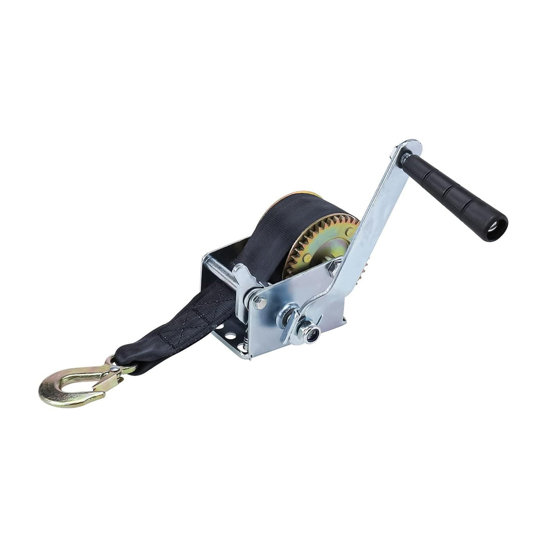 BOOMSTART Schwerlast Handwinde, 270 kg/600lbs Bootswinde Seilwinde mit 6m Gurt, Handbuchwinde Gurtwi