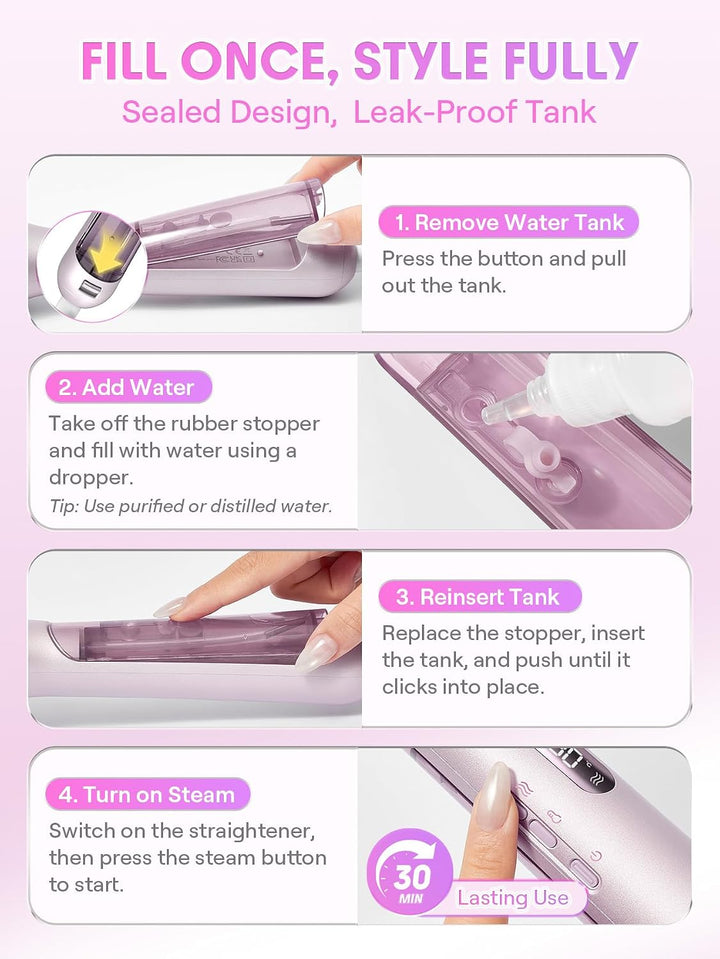 SHEGLAM Dampf-Glättbürste, 3-in-1 Dampf-Heizkamm | Verbrühungssicherer Nano-Dampf, 3 Einstellbare Da