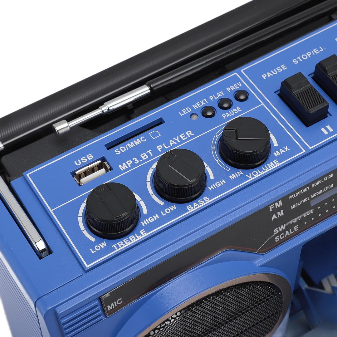 Kassetten Boombox, Retro Blueooth Boombox mit USB, SD und 3,5 Mm AUX Eingang, AM FM SW Kassettenspie