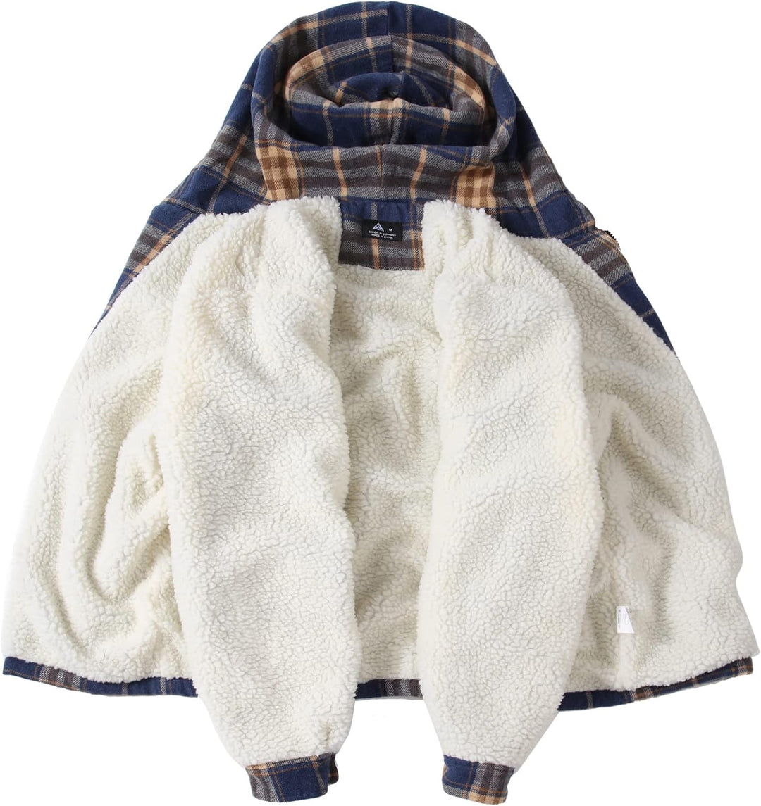 SwissWell Herren Hemdjacke Verdicken Kariertes mit Zipper Flanelljacke Plüschfutter Freizeit Gefütte