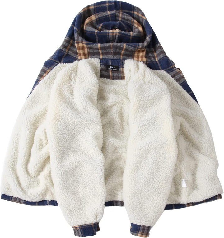 SwissWell Herren Hemdjacke Verdicken Kariertes mit Zipper Flanelljacke Plüschfutter Freizeit Gefütte