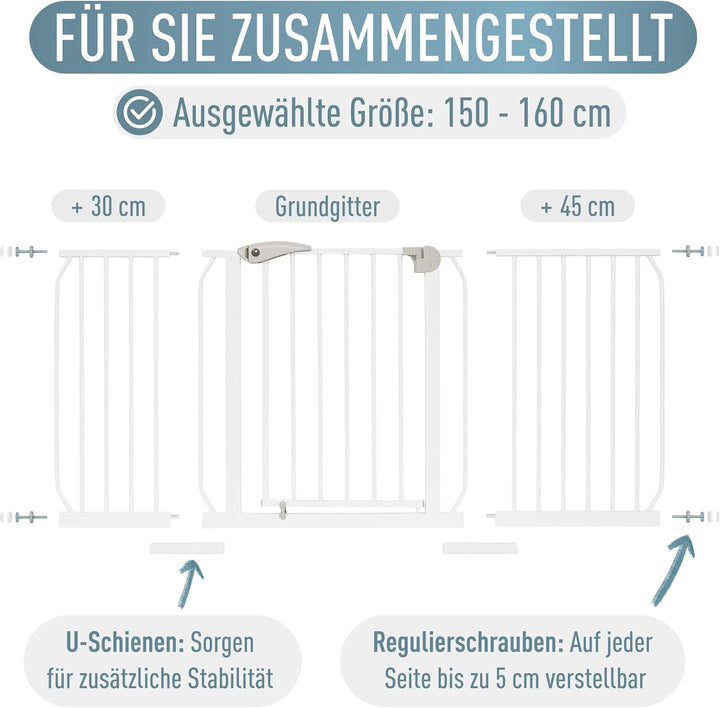 ib style® Berrin ! PREISSIEGER ! Treppengitter 58-175cm | Türschutzgitter | Ohne Bohren | 90° Stop |