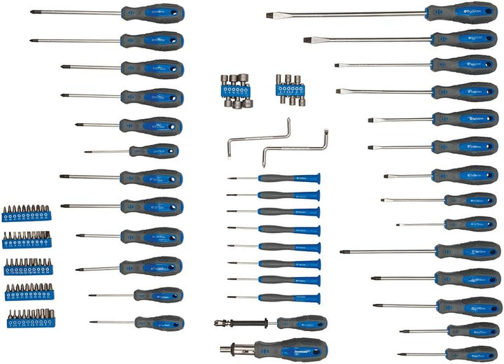 Silverline 283983 Schraubendreher-Set, 100-teilig, blau Pantone 300C / grau 431C