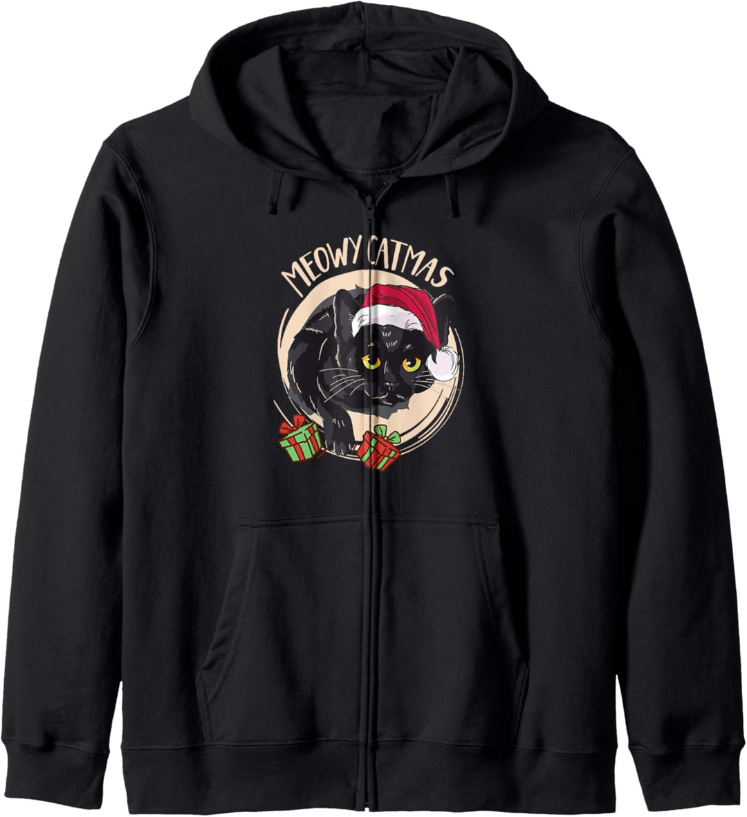 Meowy Christmas Weihnachtskatze Katzen Damen Weihnachts Kapuzenjacke