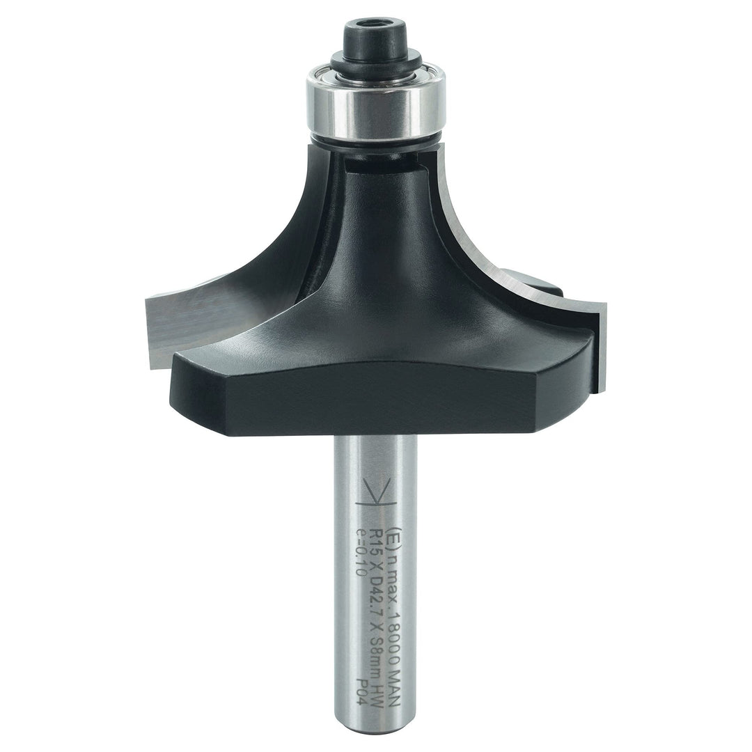 ENT 14301 Abrundfräser HW, Schaft (S) 8 mm, Durchmesser (D) 43 mm, NL 15 mm, R 15 mm, SL 32 mm, mit
